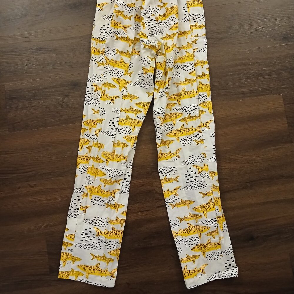 RARE NooWorks Shark Jumpsuit Overalls XS GUC DESIGNER ART GRAPHIC PRINT - Picture 9 of 9